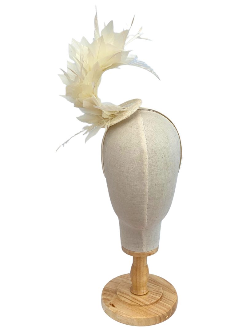 Cream Feather Curl Fascinator - Image 2
