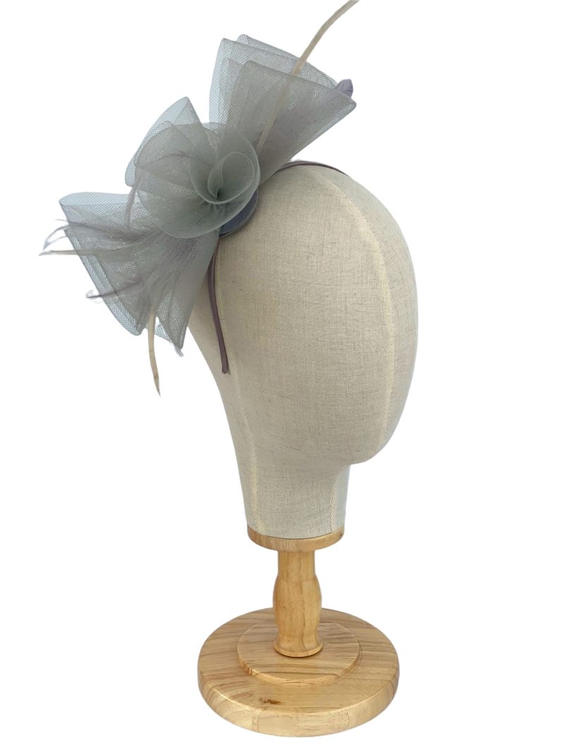 Grey Large Mesh Bow Fascinator