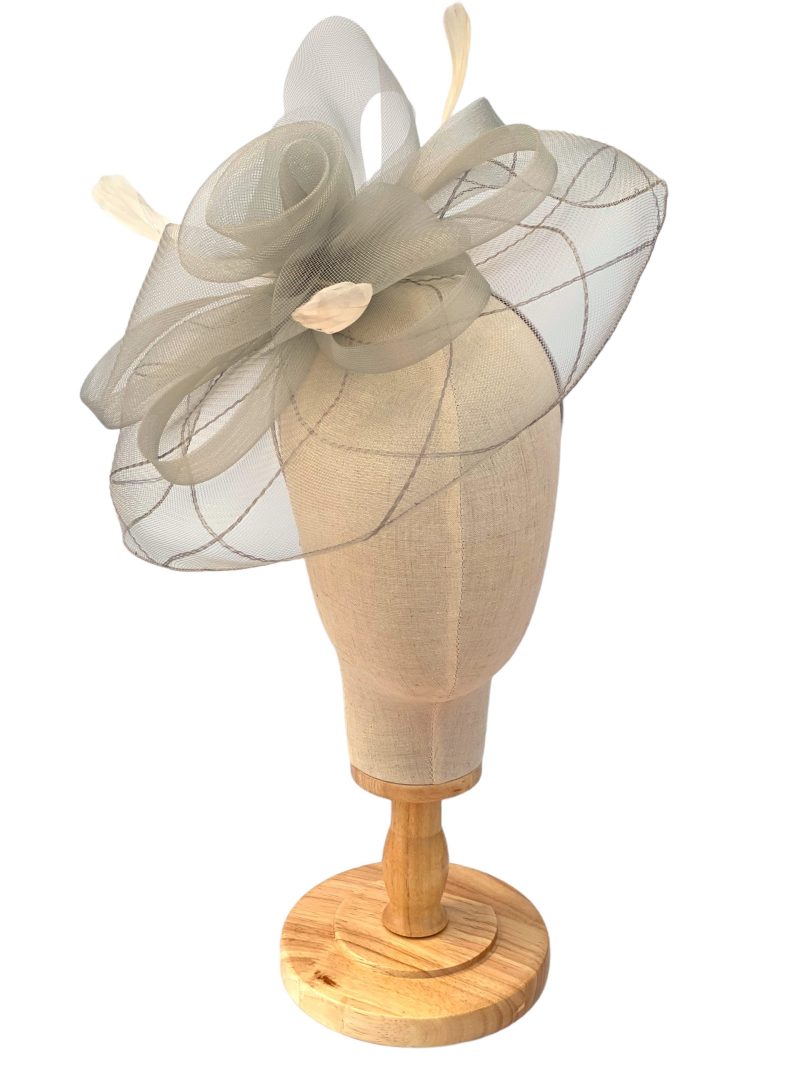 Grey Large Mesh Fascinator - Image 2