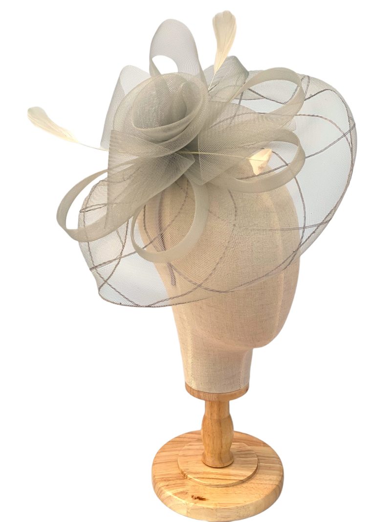 Light Grey Large Mesh Fascinator