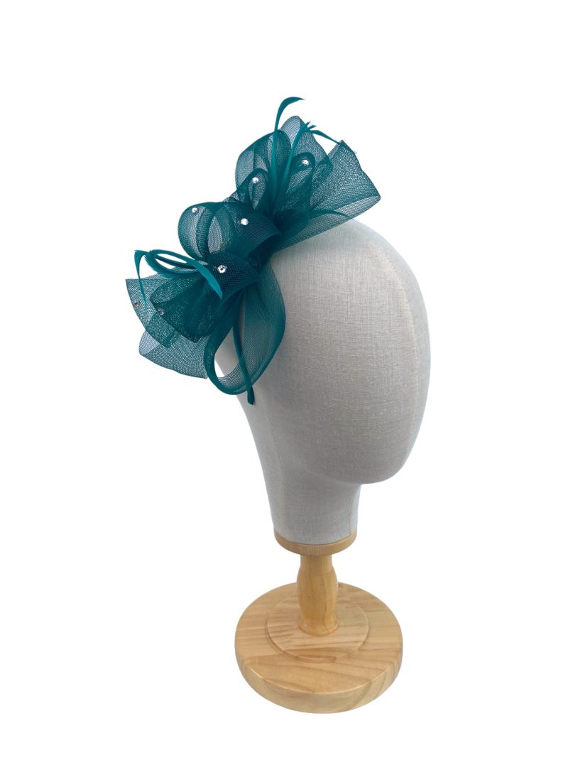 Dark Green Diamante Mesh Bow Clip - Image 3