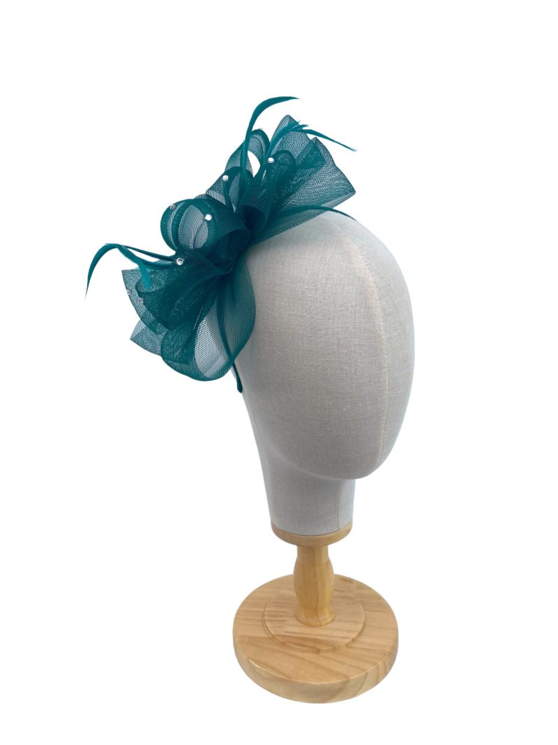 Dark Green Diamante Mesh Bow Clip - Image 4
