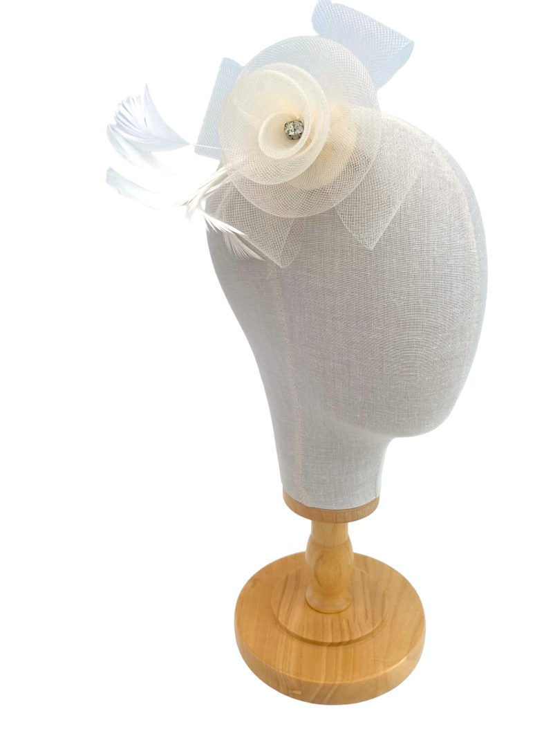 Cream Small Mesh Flower Fascinator - Image 2