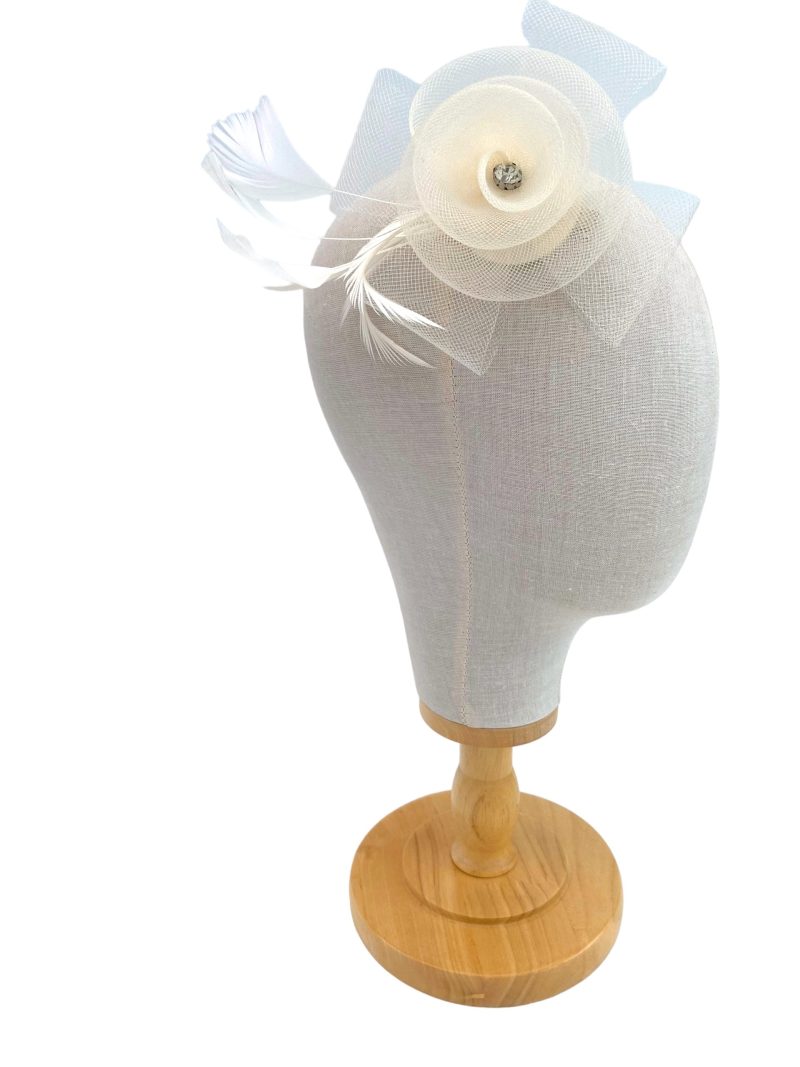 Cream Small Mesh Flower Fascinator - Image 5