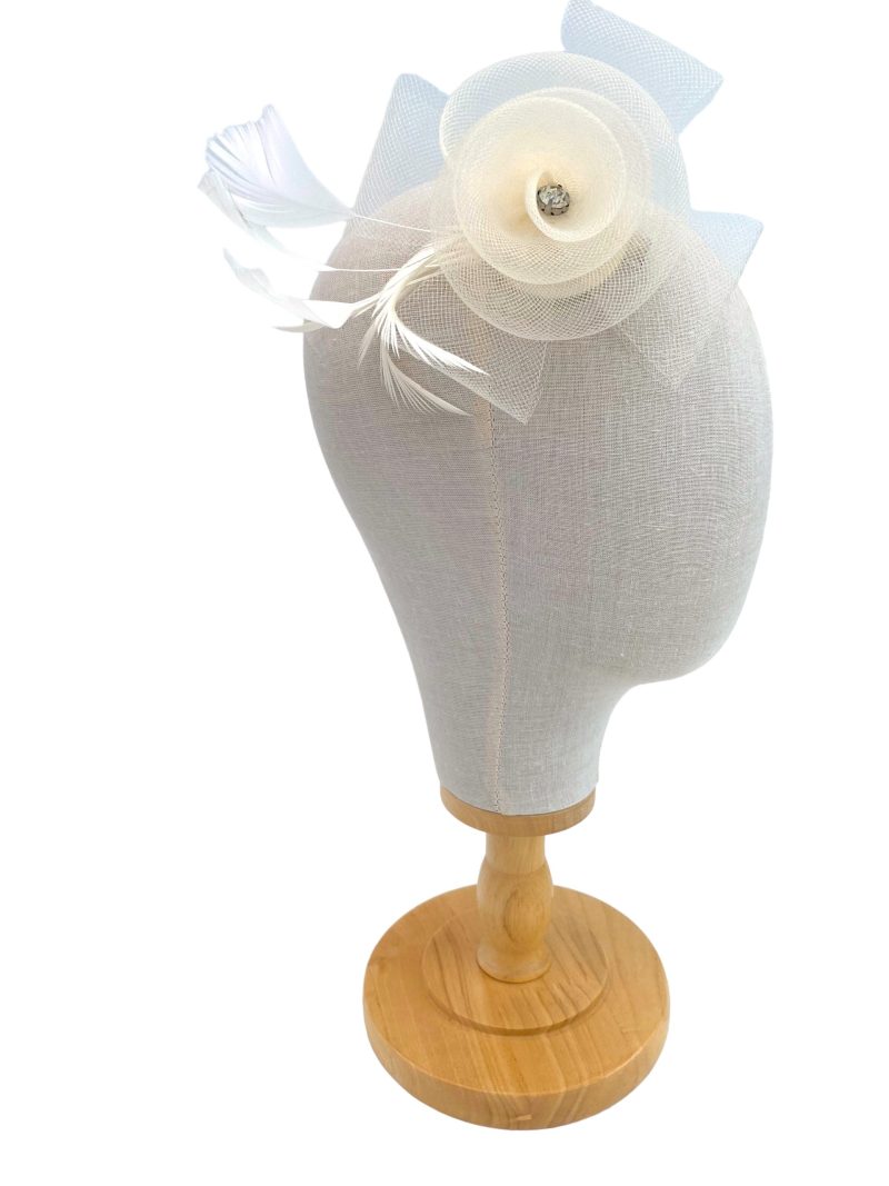 Cream Small Mesh Flower Fascinator - Image 4