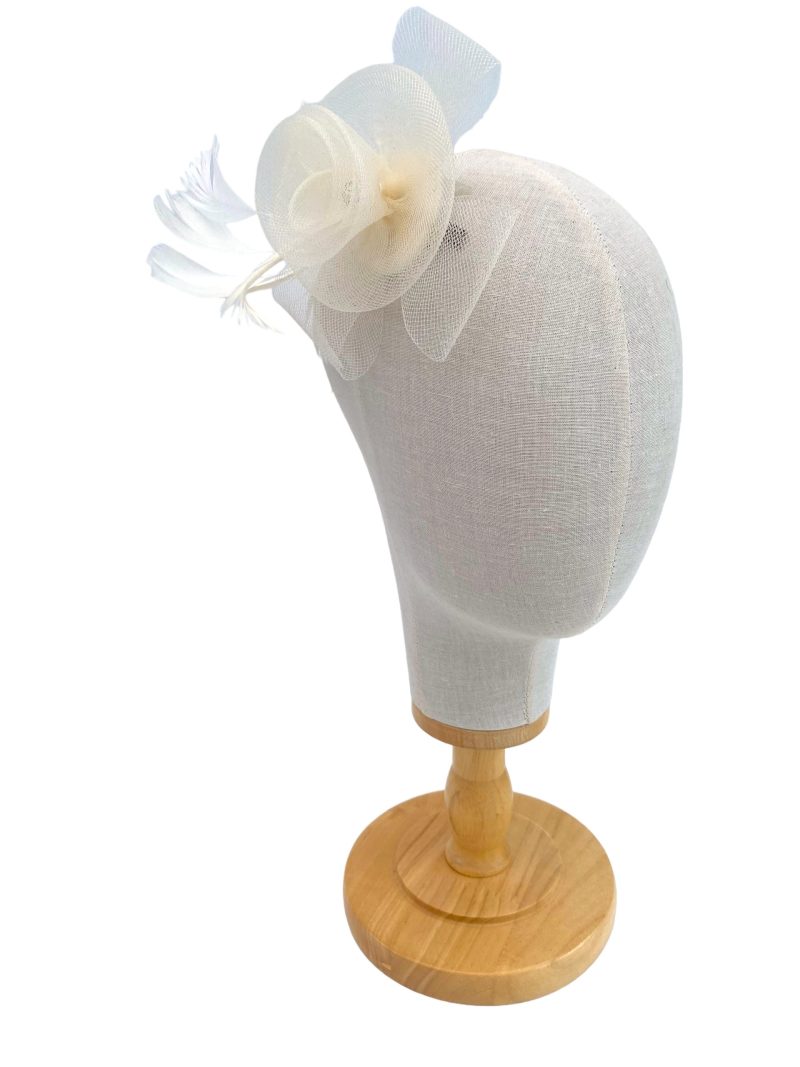 Cream Small Mesh Flower Fascinator - Image 3