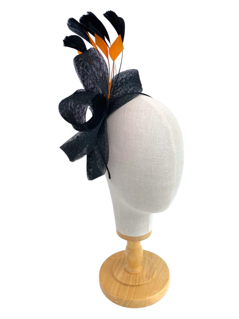 Black and Orange Elegant Sinamay Loop Fascinator