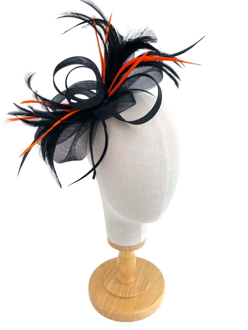Black and Orange Loop Bow Fascinator - Image 5
