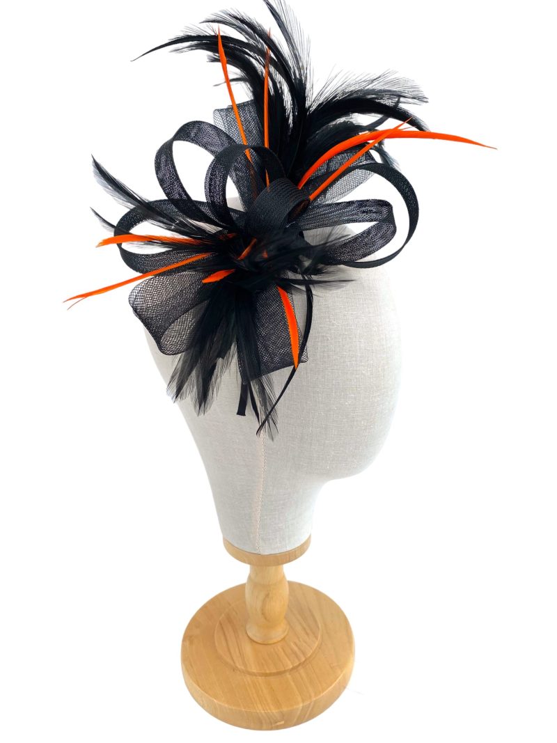 Black and Orange Loop Bow Fascinator - Image 4