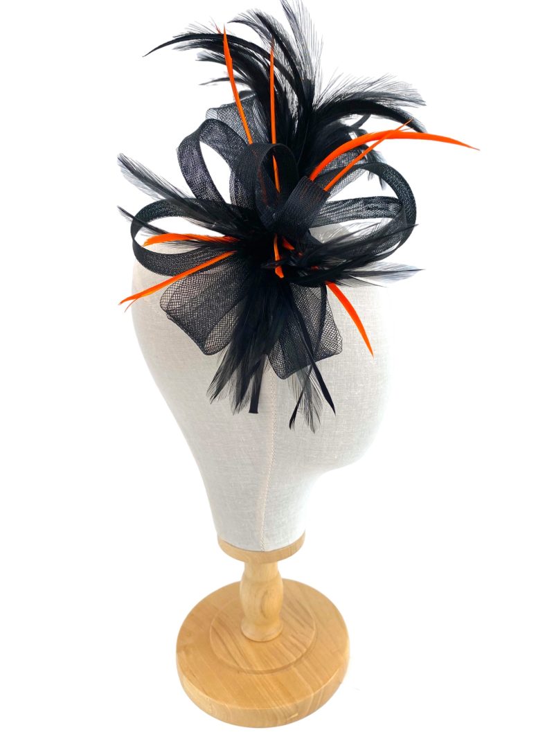 Black and Orange Loop Bow Fascinator - Image 3