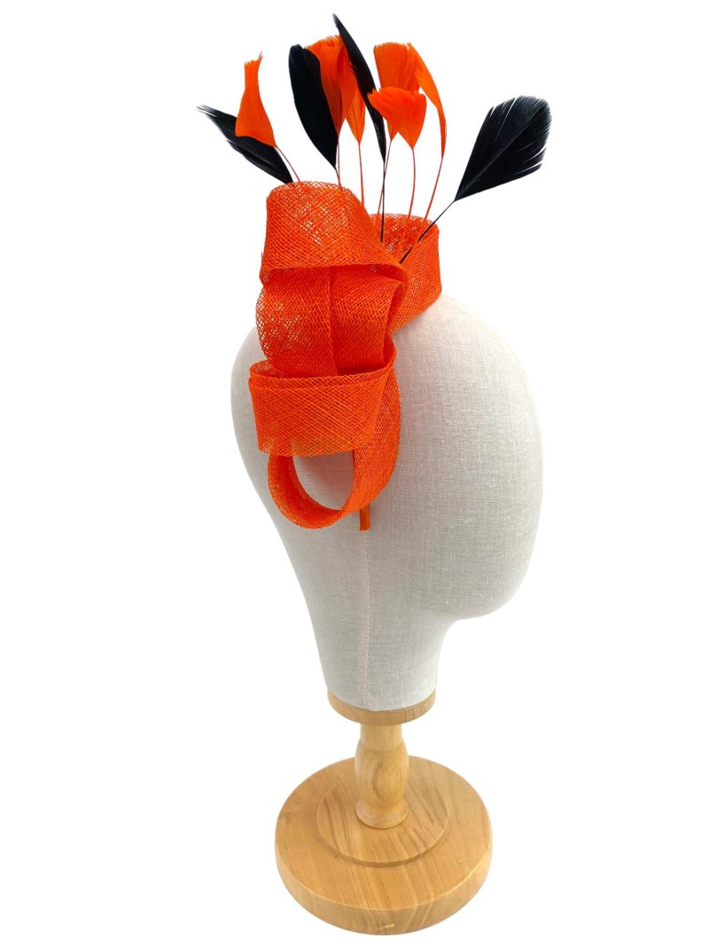 Orange and Black Elegant Sinamay Loop Fascinator - Image 6