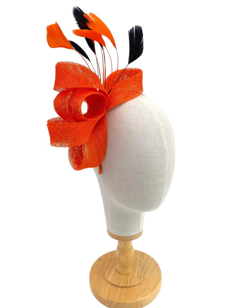 Orange and Black Elegant Sinamay Loop Fascinator - Image 5
