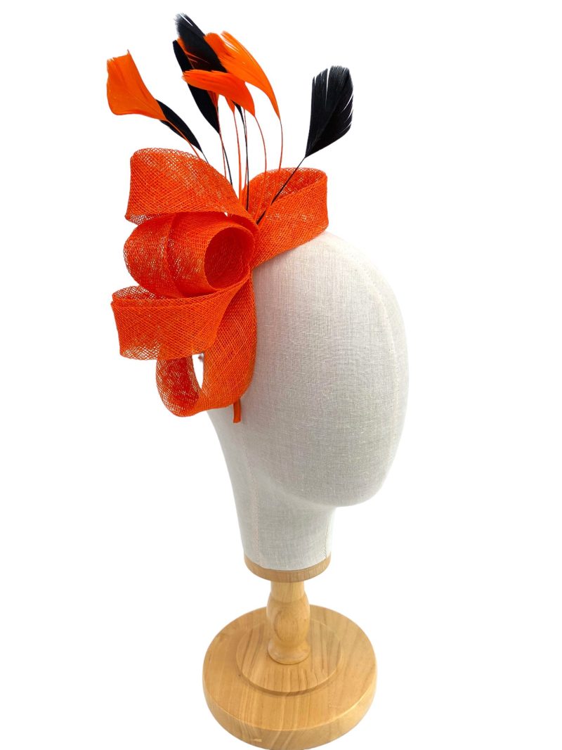 Orange and Black Elegant Sinamay Loop Fascinator - Image 3