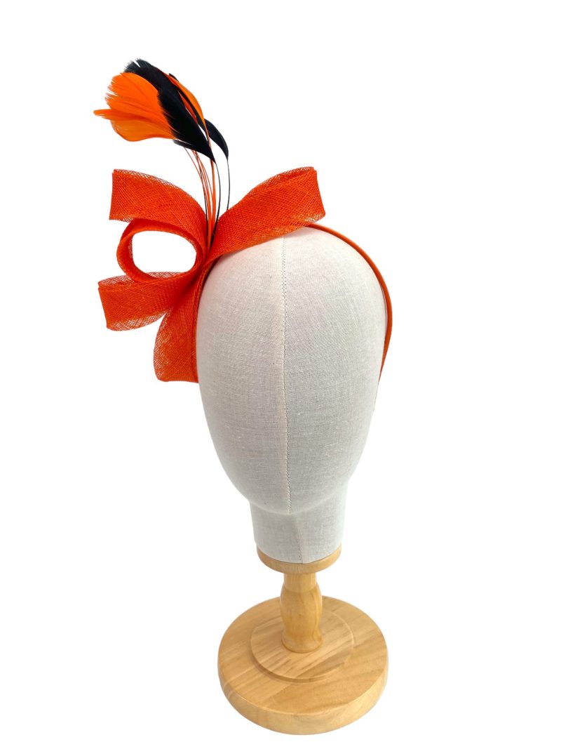Orange and Black Elegant Sinamay Loop Fascinator - Image 2