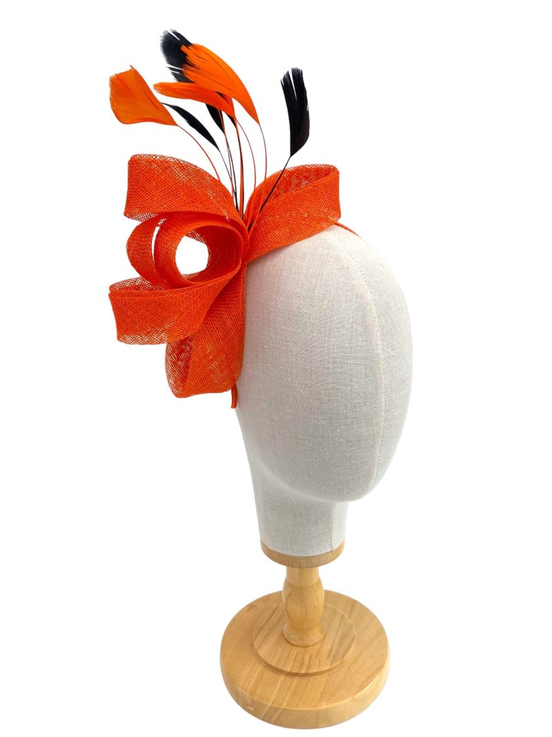Orange and Black Elegant Sinamay Loop Fascinator