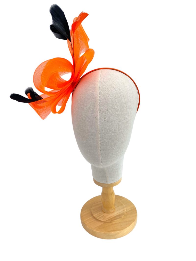 Orange and Black Wide Mesh Loop Fascinator - Image 4