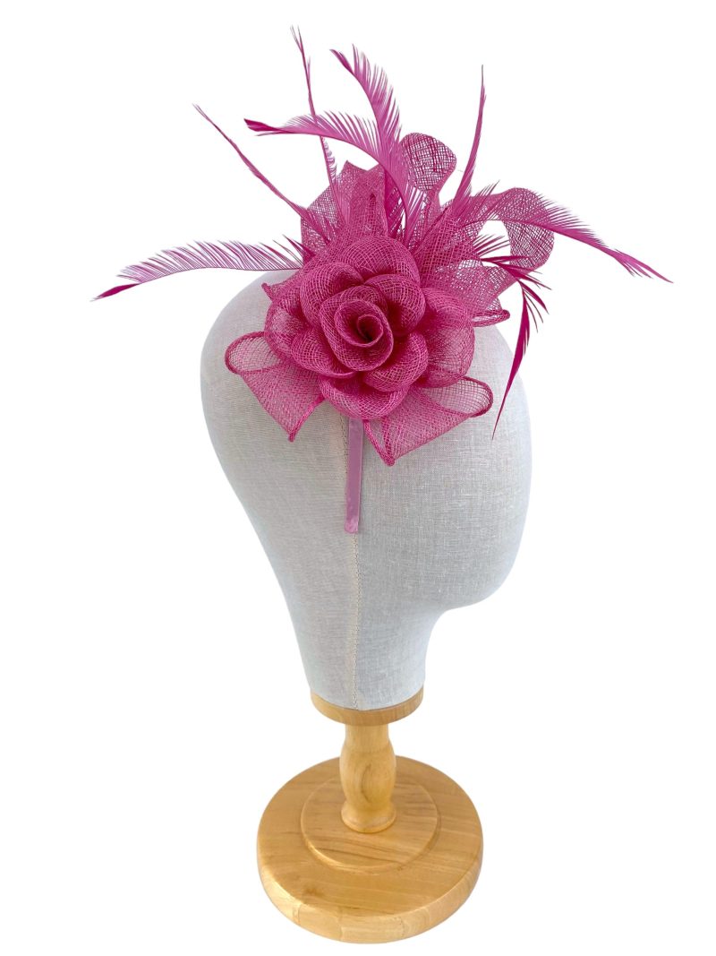 Pretty Flower Raspberry Pink Sinamay Fascinator - Image 4
