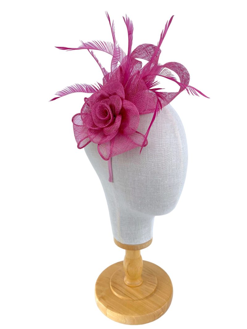 Pretty Flower Raspberry Pink Sinamay Fascinator - Image 2