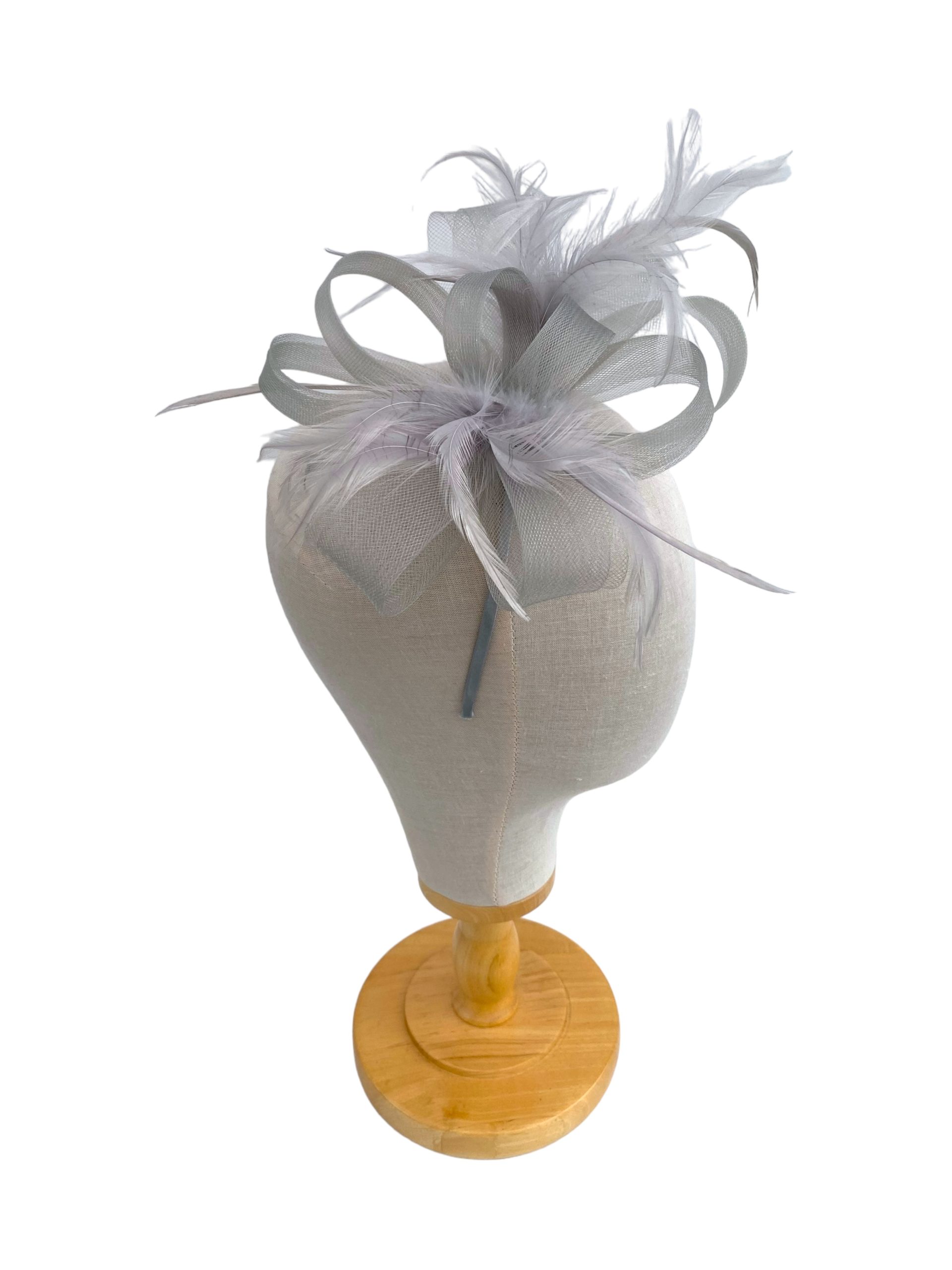 Grey Loop Bow Fascinator With Feathers - Image 4