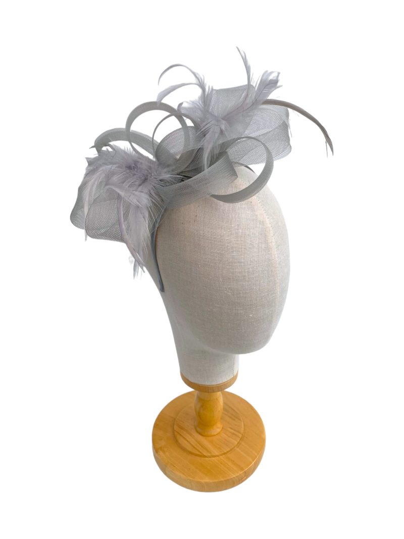 Grey Loop Bow Fascinator With Feathers