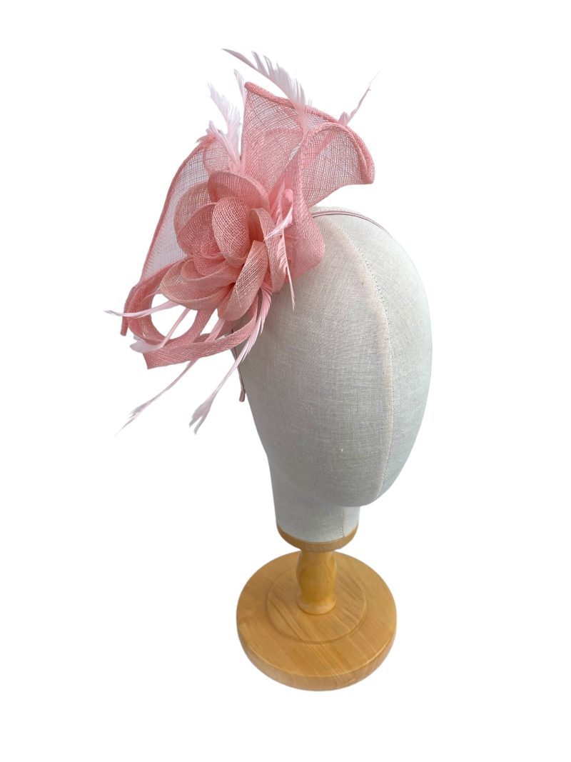 Light Pink Fascinator With Wavy Sinamay Base - Image 5