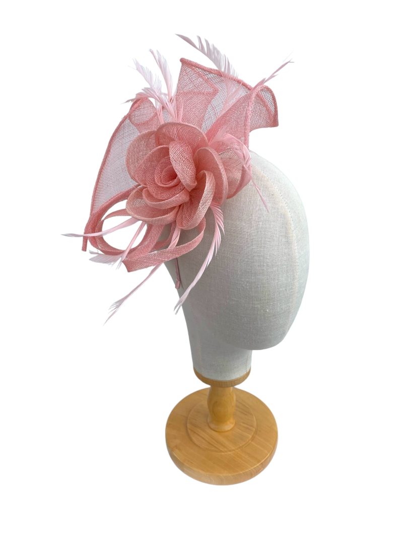 Light Pink Fascinator With Wavy Sinamay Base - Image 4