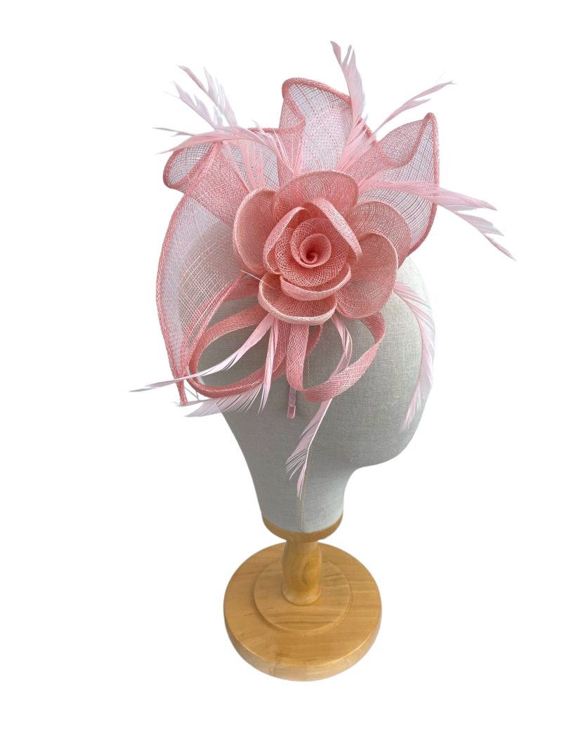 Light Pink Fascinator With Wavy Sinamay Base - Image 3
