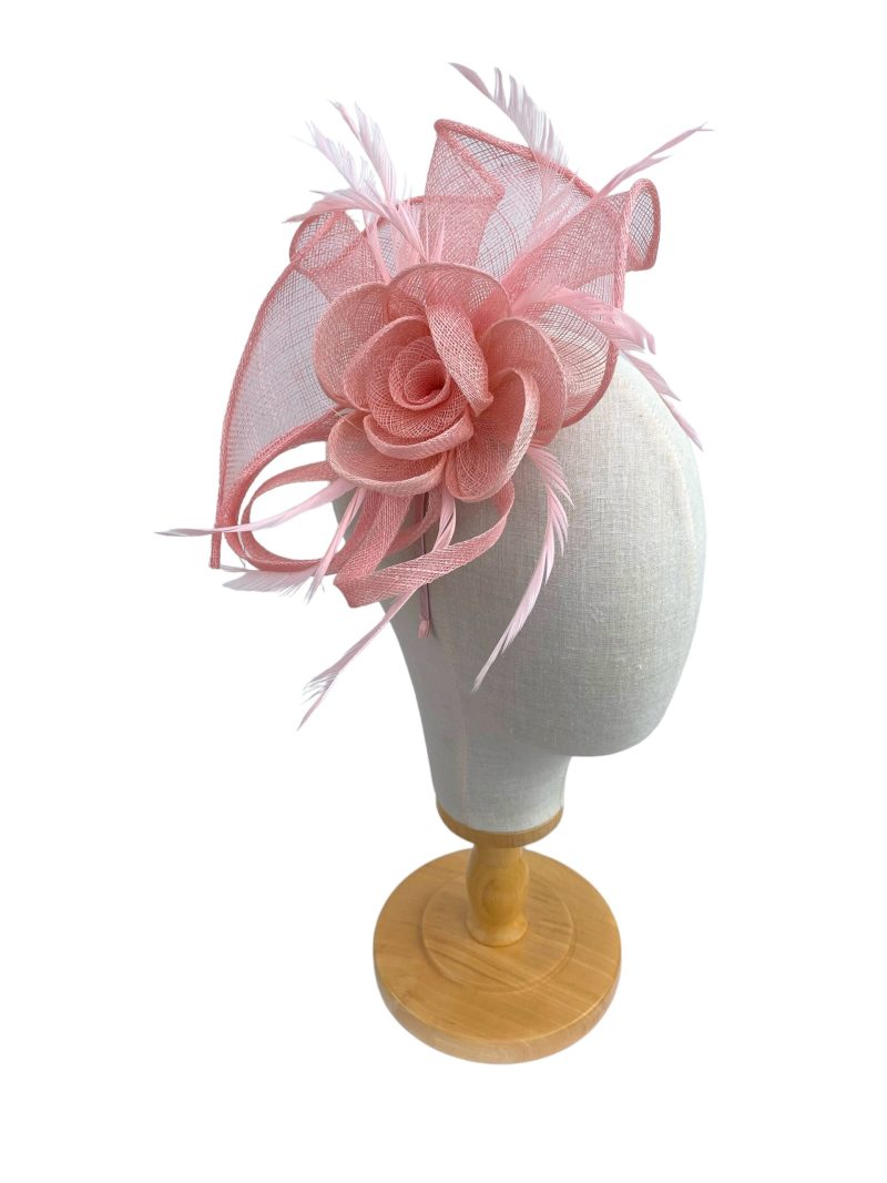 Light Pink Fascinator With Wavy Sinamay Base - Image 2
