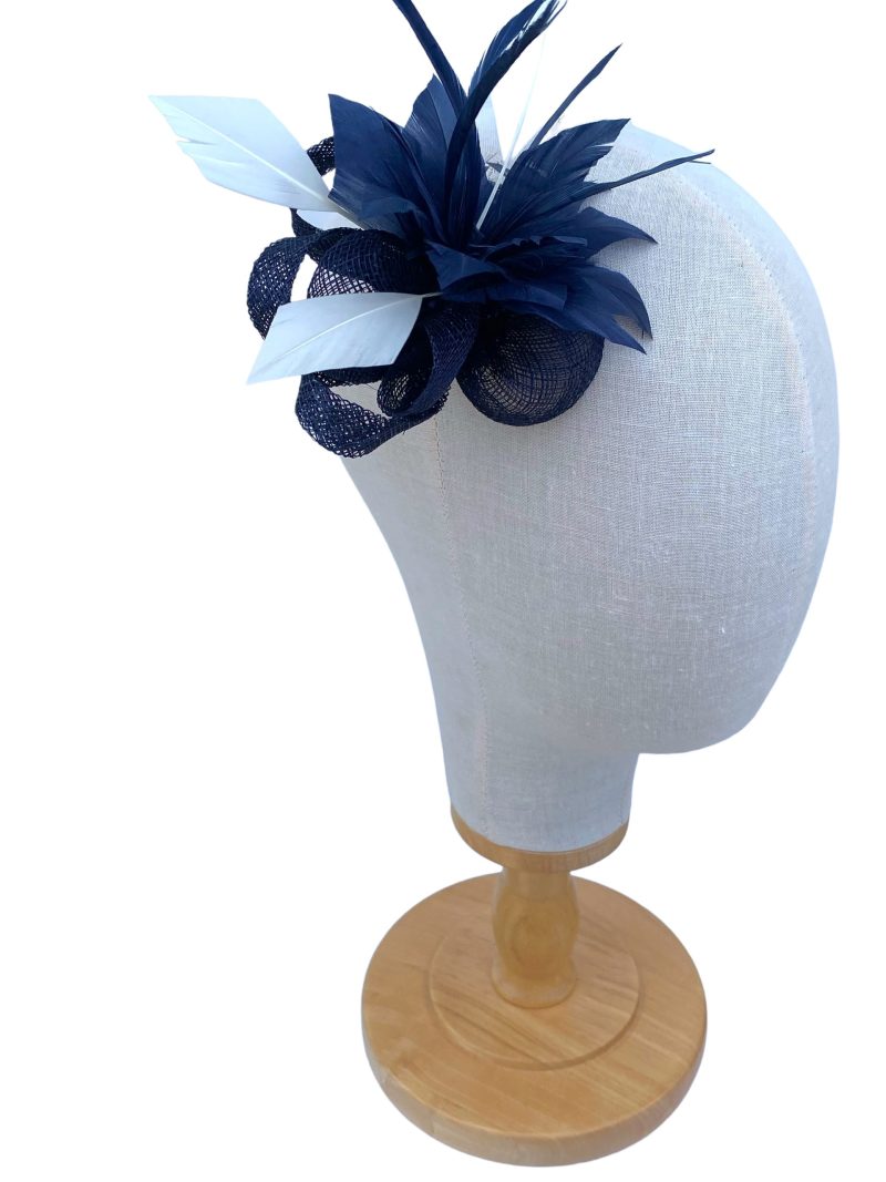 Navy And Cream Clip In Fascinator - Image 2