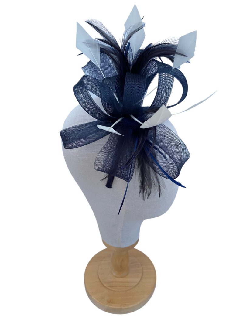 Navy and Cream Loop Bow Fascinator - Image 4