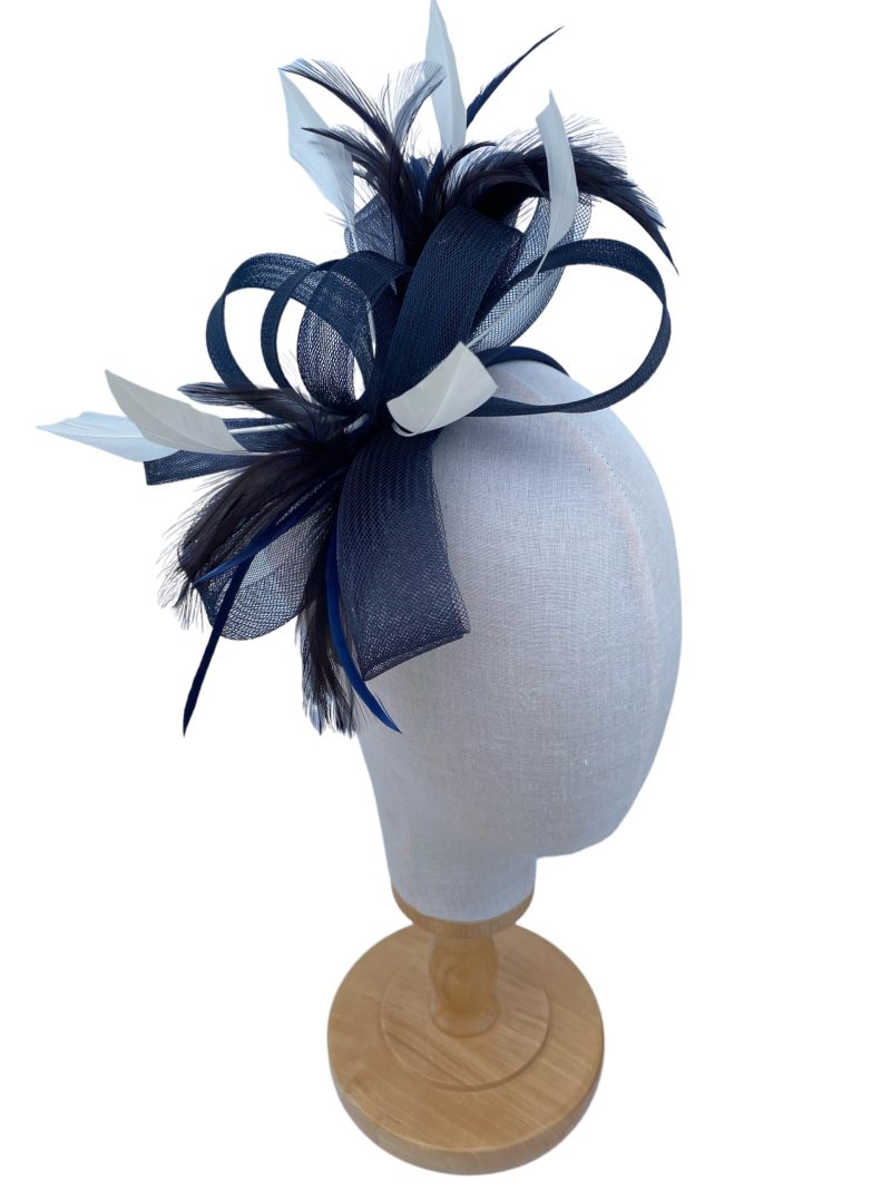 Navy and Cream Loop Bow Fascinator - Image 3
