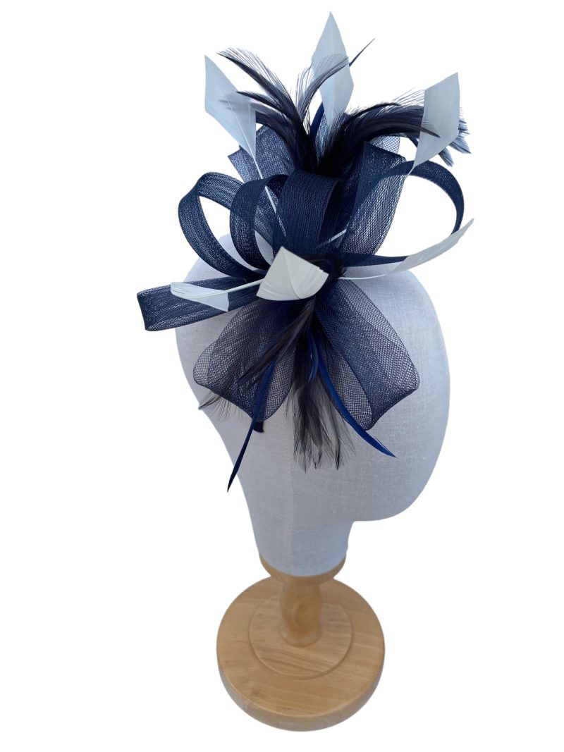 Navy and Cream Loop Bow Fascinator - Image 2