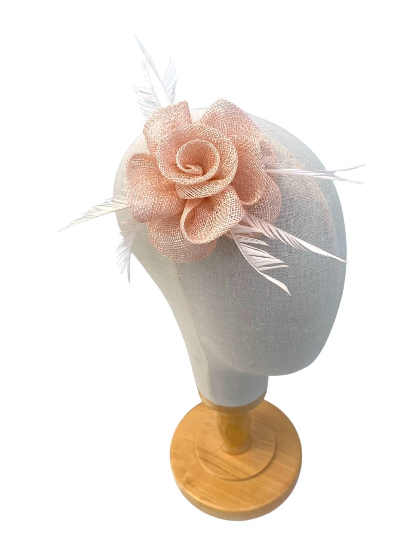 Small Pale Pink Fascinator Clip In Flower - Image 5