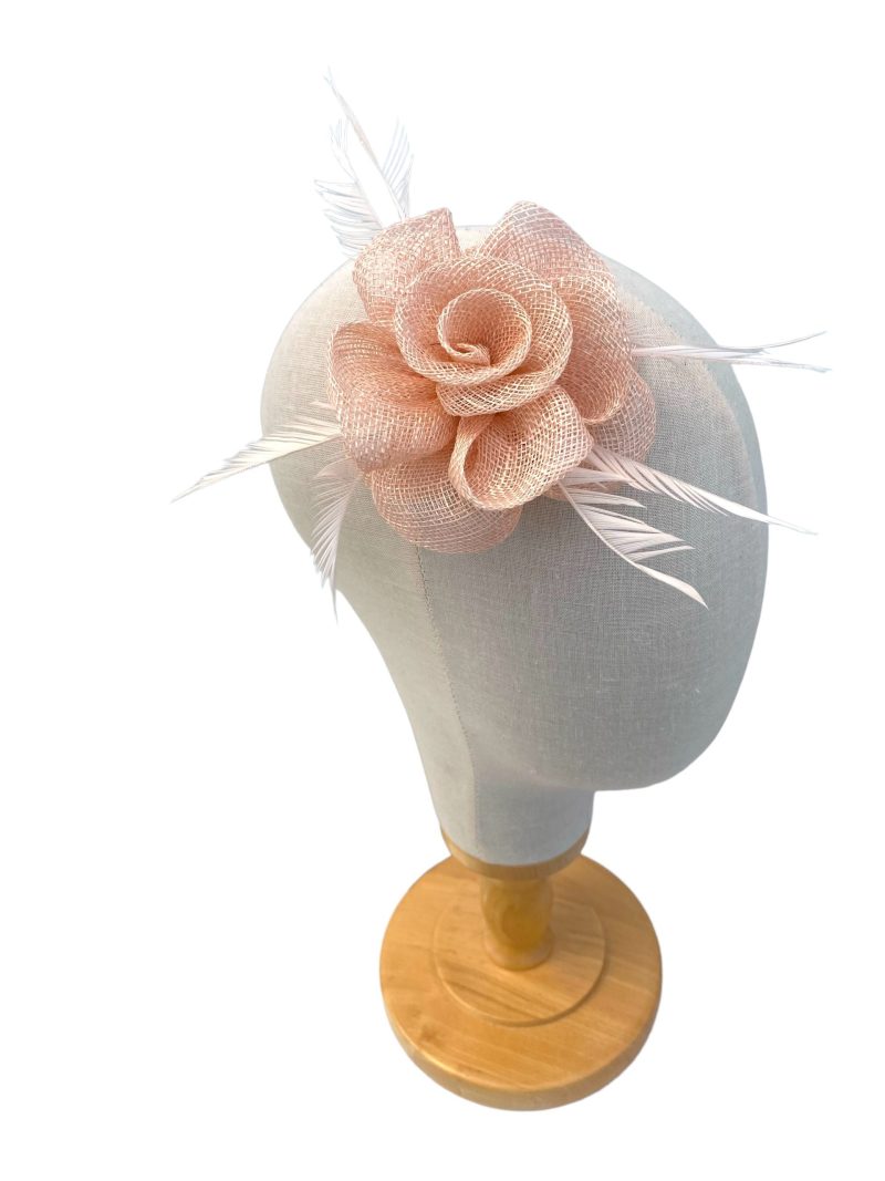 Small Pale Pink Fascinator Clip In Flower - Image 2