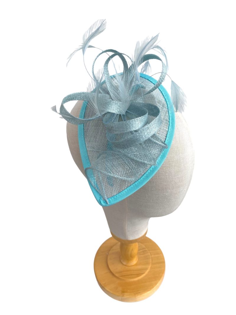 Baby Blue Feathered Fascinator Headpiece - Image 2