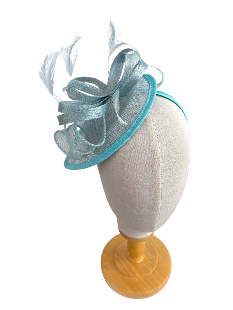 Baby Blue Feathered Fascinator Headpiece - Image 3