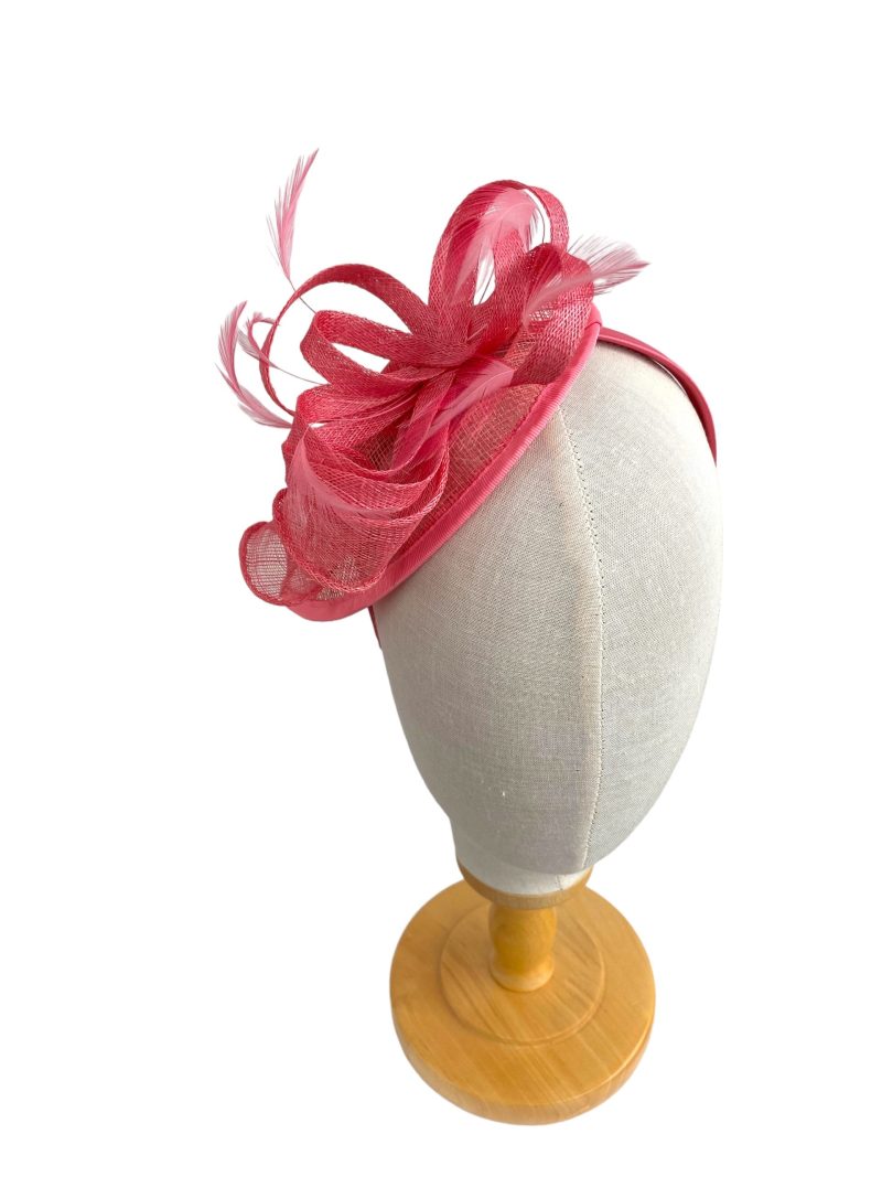 Coral Small Feathered Fascinator Headpiece - Image 5