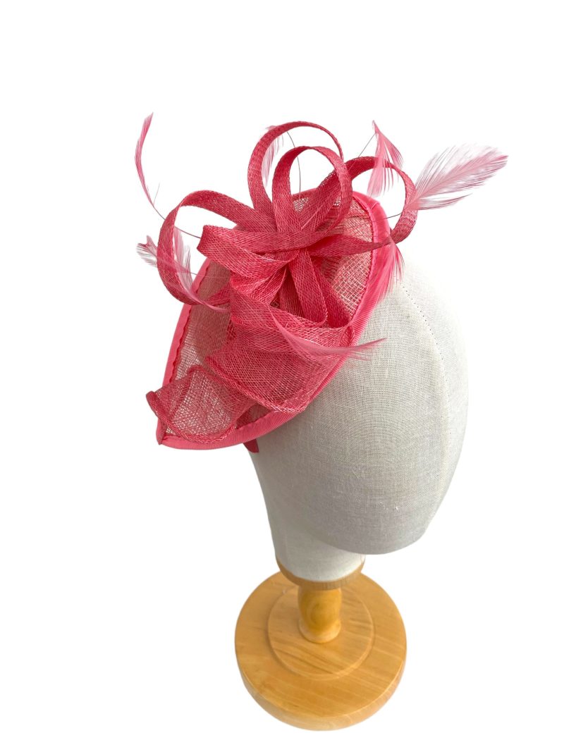 Coral Small Feathered Fascinator Headpiece - Image 4