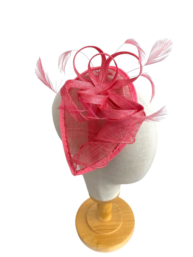 Coral Small Feathered Fascinator Headpiece - Image 3
