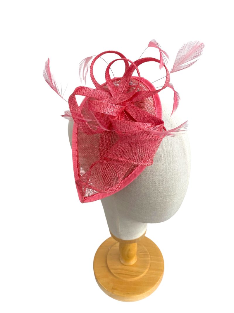 Coral Small Feathered Fascinator Headpiece - Image 2