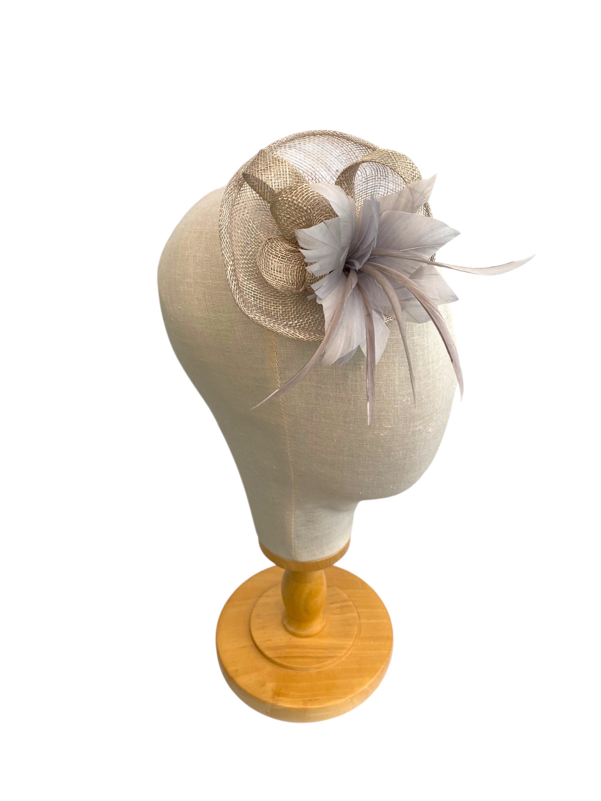 Grey Small Round Flower Fascinator for Short Hair - Image 4