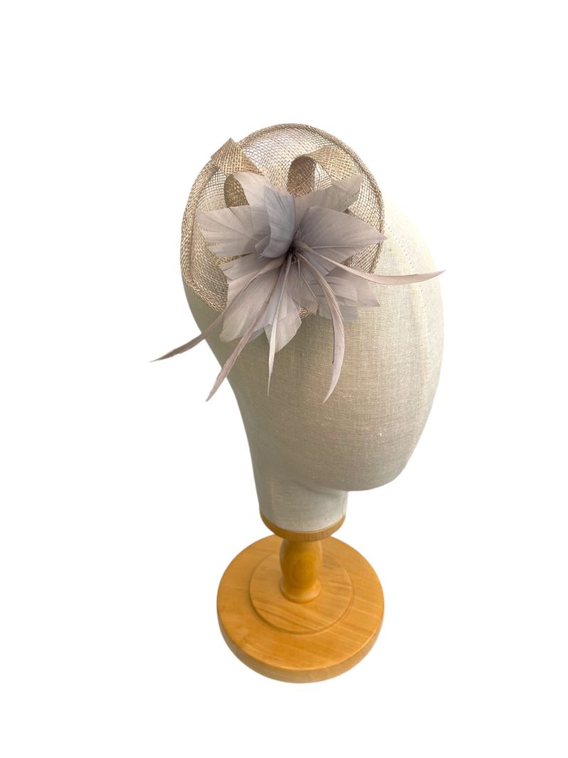 Grey Small Round Flower Fascinator for Short Hair